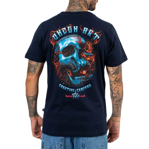 Camiseta Masculina Okdok Artistic Caveira MARINHO-1250216- -1-